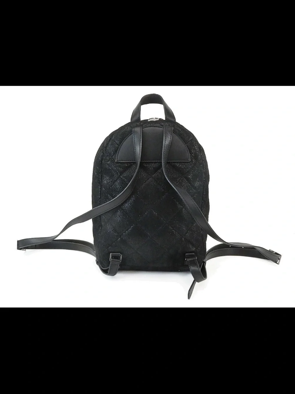 Stella McCartney Black Quilted Mini Backpack with Chain Trim